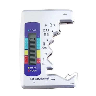 Image de Testeur de Batterie, Vérificateur Universel Batterie avec Affichage LCD, Petit Numérique Polyvalent pour Toutes les Piles C AA AAA D N 9V 6F22 1.5V Bouton