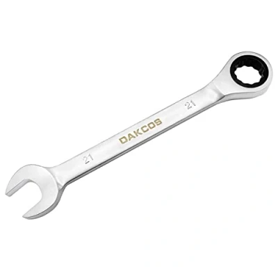 Image de DAKCOS Clé à cliquet combinée 21mm métrique en CR V avec finition chromée mate