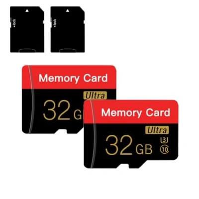 Image de 2 Packs of 32GB Micro SD Cards with adapters for High Speed Storage, Suitable Tablets, Cameras, and Drones (Red Balk 32GB)