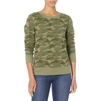 Image de Amazon Essentials Sweatshirt Col Rond en Molleton Éponge (Grandes Tailles Disponibles) Femme, Vert Camouflage, XL