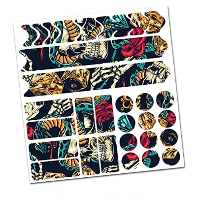 Image de AlphaShield Film de protection autocollant pour cadre vélo, VTT, BMX, carbone, R159 R161 (23 Crânes et serpents)