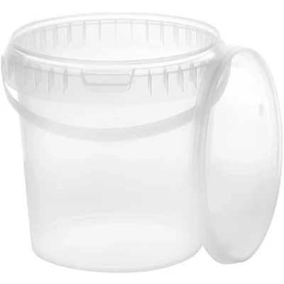 Image de BenBow Seau avec Couvercle 1l Transparent 5X 1 litres Convient pour Aliments, Stable, étanche à l&#039;air, Anti Fuite, inodore en Plastique Vide