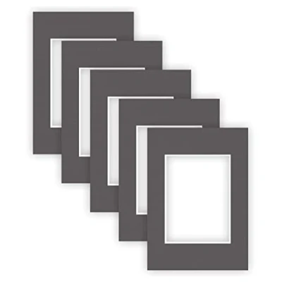 Image de nielsen Conservation Passepartout carton 1,5 mm set de 5 pièces format extérieur 21x29,7 cm (DIN A4) pour d&#039;image 13x18 gris graphite (gris foncé) surface structurée