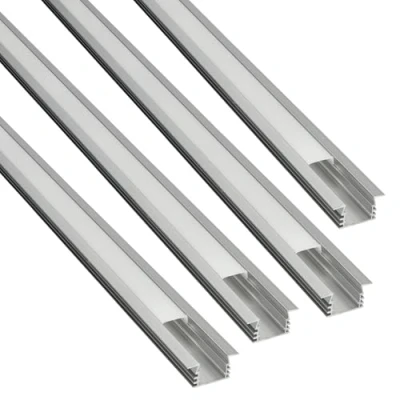 Image de JANDEI 4 x Profilés en Aluminium Gris 1 Mètre pour l&#039;Installation Encastrée de Bandes LED au Sol/Mur, Canal Leds, Diffuseur Blanc Laiteux. Avec Capuchons et Clips (17,4mm 14,5mm)