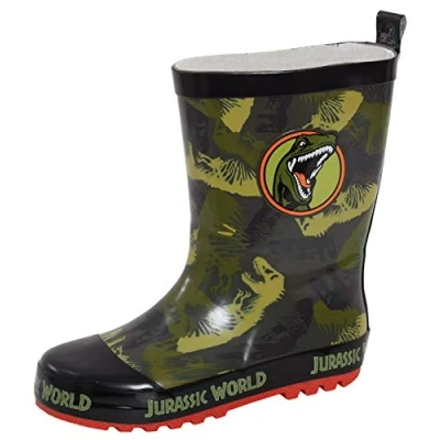 Image de Jurassic World Bottes de pluie en caoutchouc pour garçon Motif dinosaure Vert camouflage vert, 26 EU