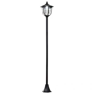 Image de Outsunny Luminaire extérieur lampadaire sur pied solaire lanterne classique LED 60 Lm max. dim. 26l x 177H cm noir