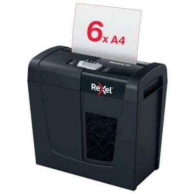 Image de Rexel 2020122 Secure X6 Destructeur de Documents Coupe Croisée Sécurité P4, Capacité 7 6 Feuilles (70 80 g/m²), Corbeille 10 litres Amovible