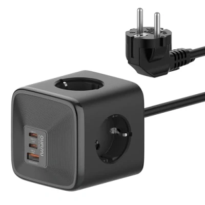Image de OUFUYU Multiprise Murale Cube USB C avec 4 Prises 4000W 2 1 A 30W, 7 en Chargeur Rapide pour MacBook, iPad, iPhone 16/15/14/13/12, Galaxy S24, Jeu, Maison, Bureau 1,5m de câble