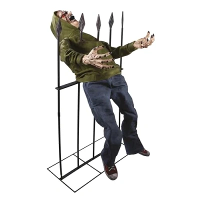 Image de P&#039;tit Clown 22337 Automate Halloween Animé Animatronique Animatronics Zombie Empalé Sonore et Lumineux Décoration Effrayante Réaliste Piles Non incluses (4xAA) 140 cm