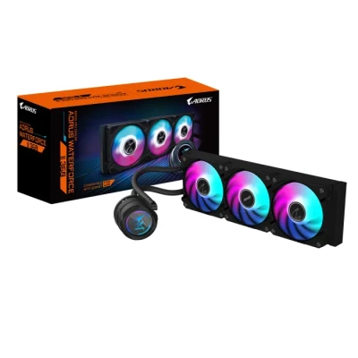 Image de GIGABYTE AORUS WATERFORCE II 360 AIO Refroidisseur liquide pour processeur 3x ventilateurs ARGB de 120 mm, mécanisme d&#039;emboîtement, DAISY CHAIN, compatible avec Intel LGA 1851 et AMD AM5 Neuf