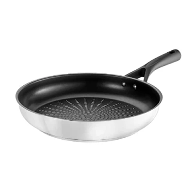 Image de Pyrex 8019832 Expert Touch Poêle en Inox Ø 20 cm Compatible tous Feux dont Induction Revêtement Anti Adhésif Renforcé Longue Durée