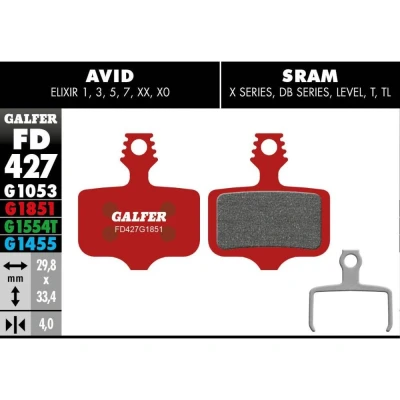 Image de GALFER Plaquettes De Frein Avid Eli 1 2 3 5 7 Sram XX X0 X7 X9 DB Advanced vélo G1851 Adulte Unisexe, Rouge, Taille Unique