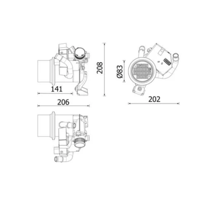 Image de MAHLE ORIGINAL CE 39 000P Refroidisseur EGR sans joint d&#039;étanchéite avec vanne