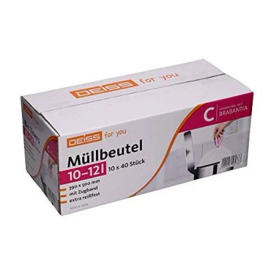 Image de DEISS Lot de 400 sacs poubelle pour Touch Bin Brabantia, taille C, 10 à 12 l