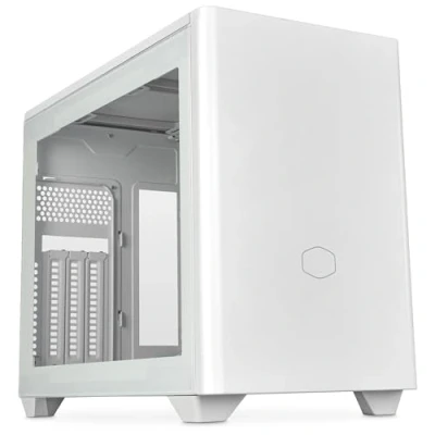 Image de Cooler Master MasterBox NR200P V2 White Boîtier Mini ITX Panneau Latéral Verre, pour GPU Vertical, Câble Riser PCIe 4.0 x16, Accès à 360 sans Outil, Ventilateur PWM 120mm, USB 3.2 Gen 2x2 Type C