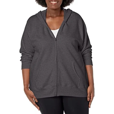 Image de Just My Size Sweat à Capuche ComfortSoft EcoSmart en Polaire Fermeture éclair intégrale pour Femme, Ardoise chinée., XXL