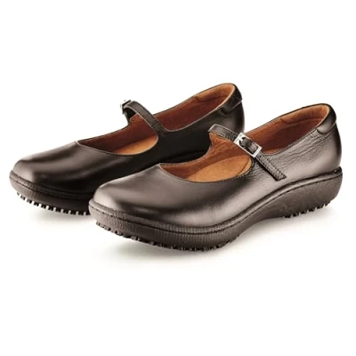 Image de Shoes for Crews Mary Jane II Chaussures de Travail Confortables, Dessus en Cuir, Semelle intérieure rembourrée, extérieure antidérapante, Style Bureau Classique, OB E SRC