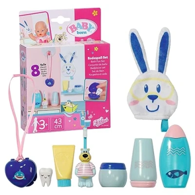 Image de Baby born Bath Ensemble pour s’amuser 834282 8 accessoires les poupées qui mesurent jusqu’à 43 cm Avec 1 brosse à dents, gant de toilette, des bouteilles &amp; + ! Dès 3 ans
