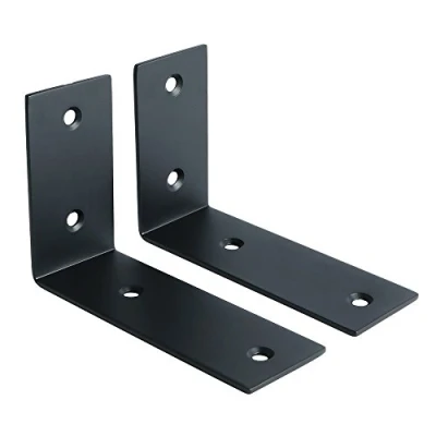 Image de SAYAYO Support Etagère Murale Fixation Flottante Support, d&#039;Angle Brace de Tablette Réglable à Suspendre avec Vis, Finition Noir en Acier Inox, 2 Pcs, EJW2100B 2P