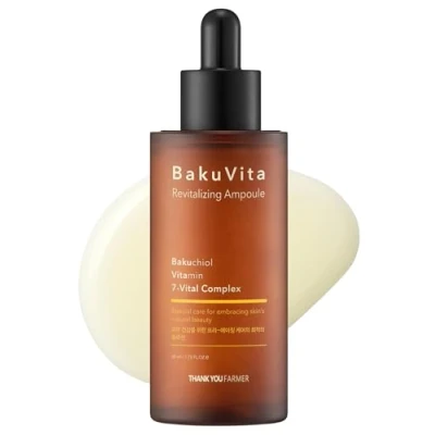 Image de THANKYOU FARMER BakuVita Revitalizing Ampoule 50ml Sérum Bakuchiol, une alternative au rétinol, coréen à la vitamine C + E, Soin des pores, Raffermissant, Végane