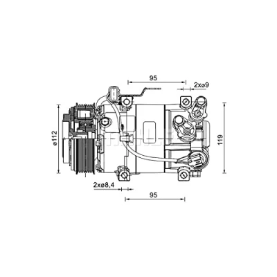Image de MAHLE ORIGINAL ACP 1461 000P Compresseur De Climatisation 5VS09ec 12 PAG 46 YF 1234yf, R 134a HYUNDAI: i10 II 3/5 portes