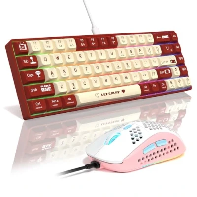Image de MAMBASNAKE AJAZZ AK680 Mechanical Keyboard, 68 Key 60 Percent Hot Swappable Gaming Keyboard + 6 Adjustable DPI 6400 Mouse with RGB Light, for PC/Mac/Laptop Gamer (Brown Tactile Switch)