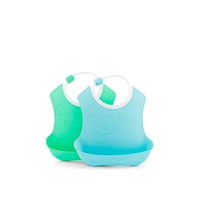 Image de Twistshake Vital Innovations Bavoirs Bébé Récupérateurs en Plastique, à Partir de 4 Mois, Bleu/Vert, Taille Unique Lot 2
