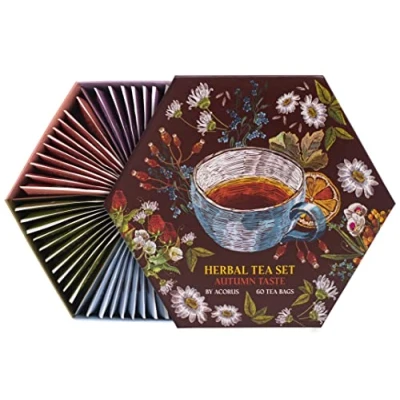 Image de ACORUS Assortiment Thé au Goût d&#039;Automne, Coffret Cadeau Boite a The Naturelles, Femme et Homme Découvrez les Thés d’Automne, 60 Sachet de Thé, 6 Fonctionnels