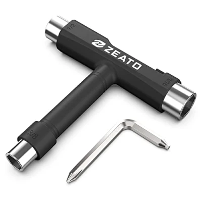 Image de Zeato Outils de Skateboard Skate Accesoire Multi fonctions Portatifs avec Clé Allen type T et Tournevis à tête Phillips L Longboard Tool Noir
