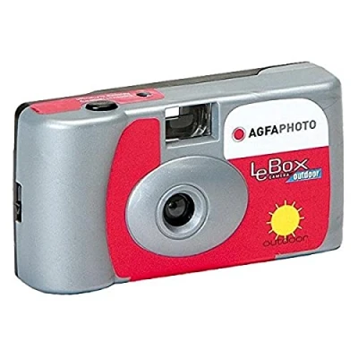 Image de AGFA Photo 601020 Appareil Jetable LeBox Flash, 27 photos, Objectif Optique 31 mm Gris et Rouge Neuf