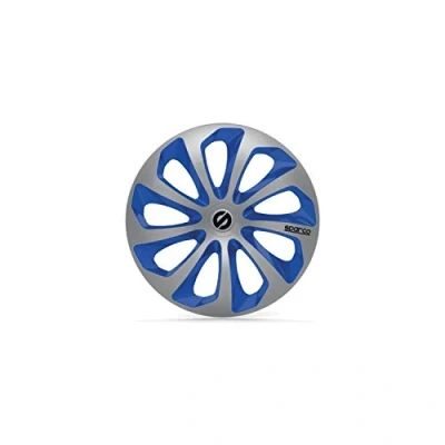 Image de SPARCO SPC1673SVBL Enjoliveur Sicilia, Argent/Bleu, Set de 4, 16&quot;