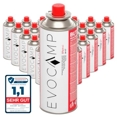 Image de EVOCAMP 28X Bouteilles de gaz Butane 227g (1x Bouteille Butane) pour réchaud Camping, Chauffage au ou brûleur Mauvaises Herbes, Cartouche Type MSF 1a, pressurisée Universelle