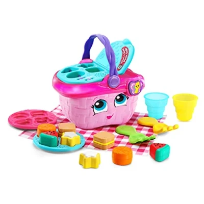 Image de LeapFrog 603603 Panier de Pique Nique pour bébé éducatif et interactif 16 pièces Jeu créatif d&#039;apprentissage garçons Filles 6 Mois, 1,2,3 Ans, Rose, Taille Unique