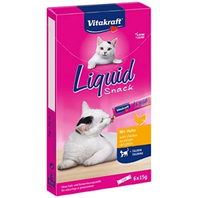 Image de VITAKRAFT Liquid Snack Friandises Chat Au Poulet + Taurine Alimentation Liquide Pour Faible En Calories 6 Sachets Fraîcheur De 15 g