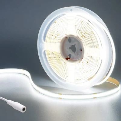 Image de GOMING 24V COB Ruban LED Blanc Froid 6000K 480LED/M 5M Luminescence Uniforme CRI 93+ Haute Luminosité 4500lm Non étanche Flexible Découpable Bande pour Maison Chambre Décorer(Sans Alimentation)