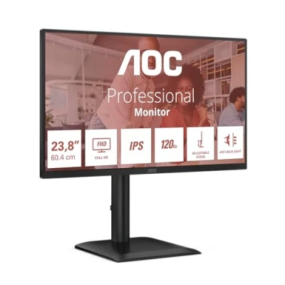 Image de Moniteur professionnel AOC 24E4U 24 FHD 120 Hz avec support réglable en hauteur et technologie anti lumière bleue Neuf