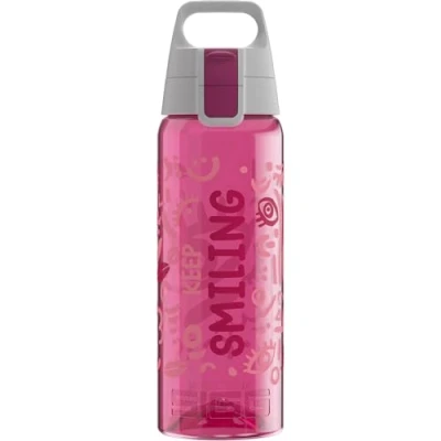 Image de SIGG Gourde Tritan Total Color ONE Keep Smiling Convient pour les boissons gazeuses Passe au lave vaisselle Anti fuite Légère Sans BPA Rose 0,6 l