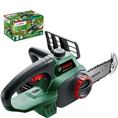 Image de Bosch Home and Garden Tronçonneuse sans fil UniversalChain 18 (Livrée batterie ni chargeur, avec huile 80 ml, système 18V, longueur de guide: 20cm) 06008B8001 Vert