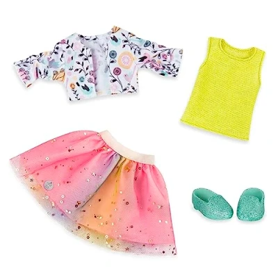 Image de Glitter Girls by Battat Tenue Shimmer Glimmer : une Jupe Tutu, un Débardeur, Veste à fleurs, et des Chaussures Paillettes Compatible avec Presque toutes les Poupées de 35,56 cm Dès 3 ans