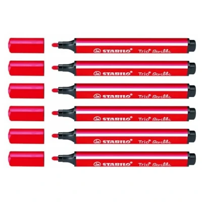 Image de STABILO Lot de 6 Feutres coloriage Trio Scribbi Triangulaire Pte Large rouge
