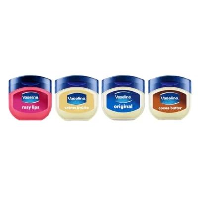 Image de Vaseline Lip Therapy baume à lèvres hydratant Set de 4 Rosy, Crème Brûlée, Original, Cocoa Butter (Set lèvres)