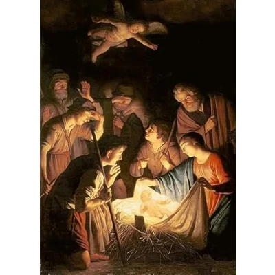 Image de Cartes de voeux Magnificat 2024 pack 10 ex L&#039;Adoration des Bergers van Honthorst