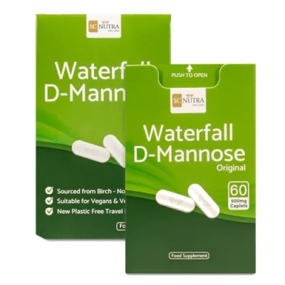 Image de Waterfall D Mannose Comprimés (Comprimés faciles à avaler) 60 x 500mg Nouvel emballage pratique sans plastique SC Nutra (Sweet Cures)