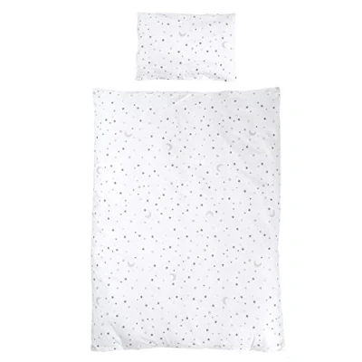 Image de roba Parure de Lit Bébé Réversible Sternenzauber Grau 2 Pièces 100% Coton Housse Couette 100 x 135 cm + Taie d&#039;Oreiller 40 60 Imprimée Étoiles et Lune