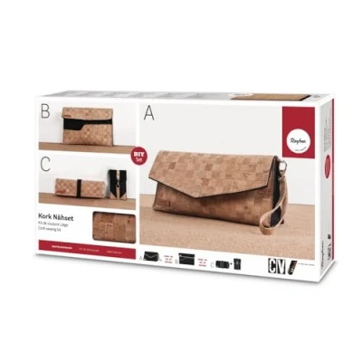 Image de Rayher 63033000 kit de Couture Complet, Trousse en Liège, Nécessaire et Bricolage, pour fabriquer Un Petit Sac ou d Autres Housses, 6 Pièces, Multicolore