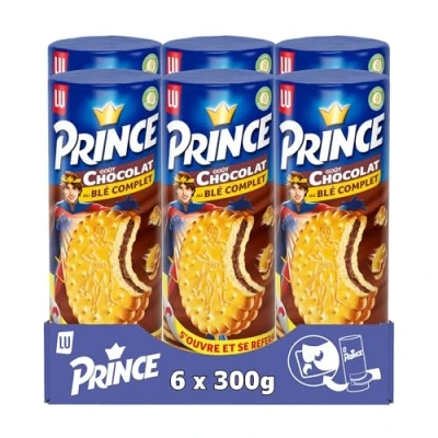 Image de LU Prince 6 Rouleaux de Chocolat Biscuits Fourrés au Blé Complet et Riche en Céréales Gourmands Croustillants Idéal pour le Goûter des Enfants Lot 6x300g