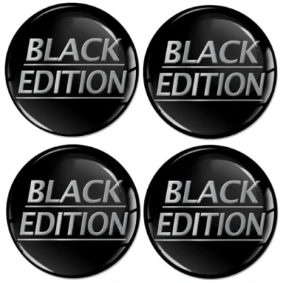 Image de SkinoEu Lot de 4 Autocollants 60 mm pour enjoliveurs, Cache moyeux, moyeux Roue, Black Edition A 2960