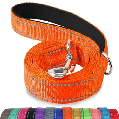 Image de Joytale Laisse Double Face Réfléchissante Robuste pour Chien, avec Poignée Rembourée,1.8m x 2cm,Orange