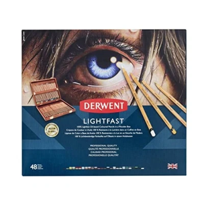 Image de Derwent Lightfast Set de 48 Crayons Couleur, Coffret Cadeau en Bois, Mines Rondes Solides 4 mm, Texture Crémeuse, pour Dessin &amp; Coloriage, Qualité Professionnelle (2302723)