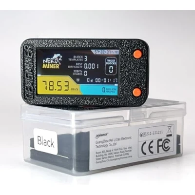 Image de NerdMiner V2 Pro 78 KH/s T Display S3 Bitcoin Solo Lottery Miner Win 3.125 BTC avec faible consommation d&#039;énergie Connexion WiFi et alimentation USB C (NerdMiner Black)